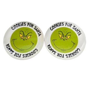 The grinch Dr. Seuss plastic cookies for santa plates 2 new